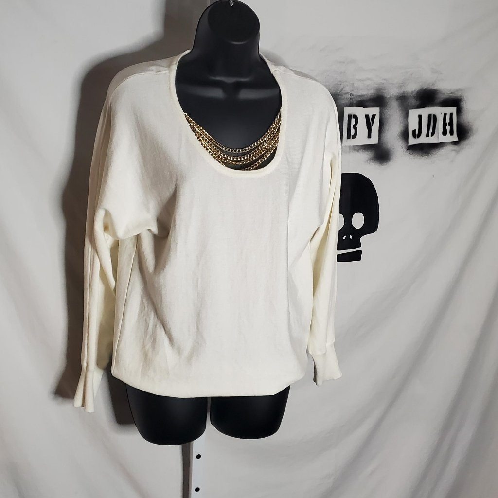 By Design Cream Sweater With Chains Sz Small